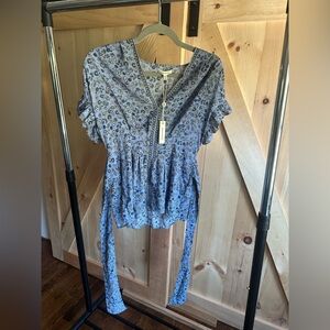 Max Studio Blue Floral Blouse